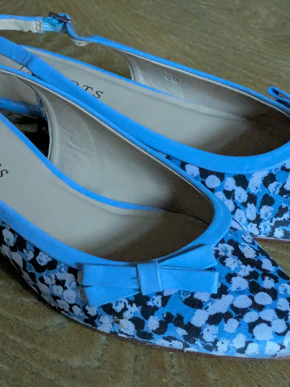 Talbots Blue Patterned Slingback Flats Size 6